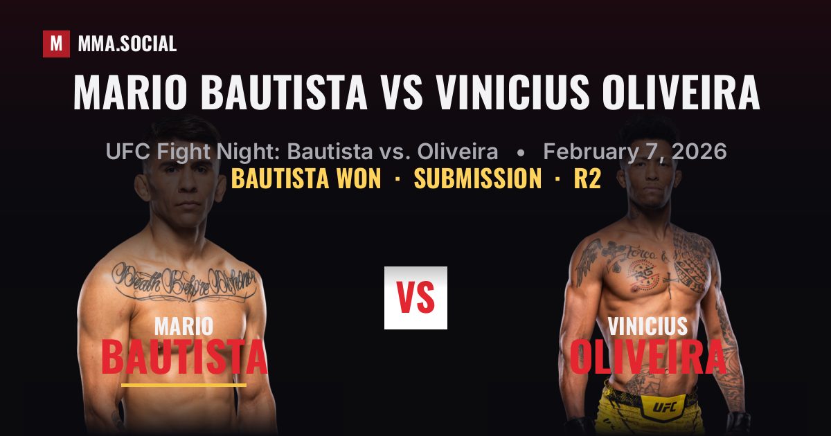 Mario Bautista vs Vinicius Oliveira Result | MMA.SOCIAL