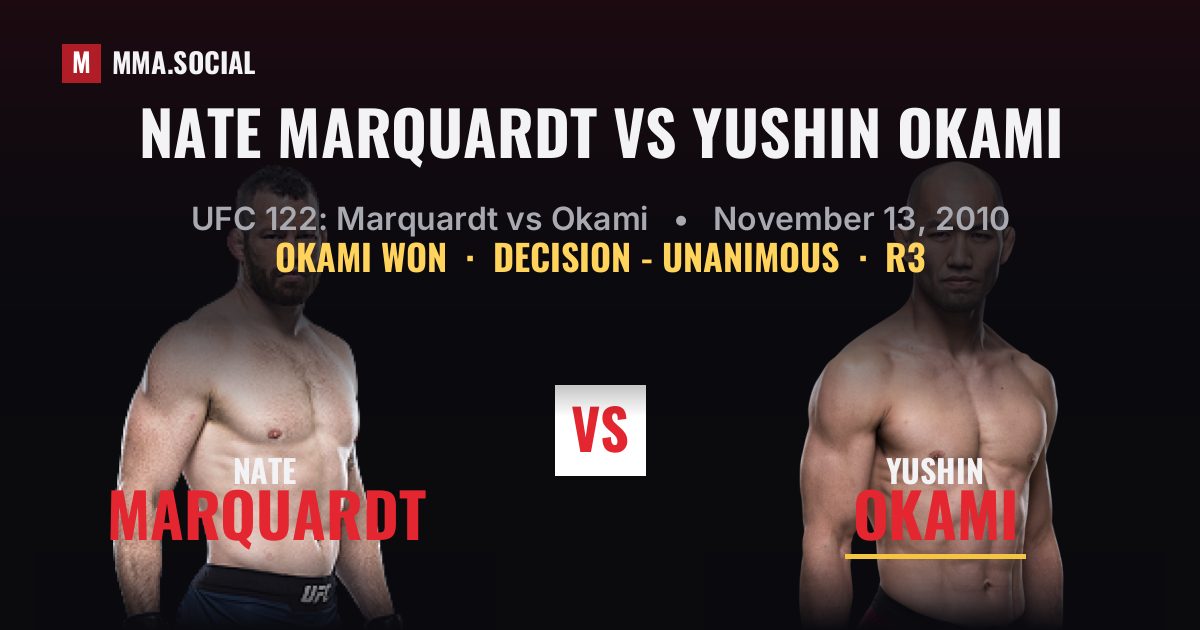 Nate Marquardt vs Yushin Okami - UFC 122 Scorecard | MMA.SOCIAL