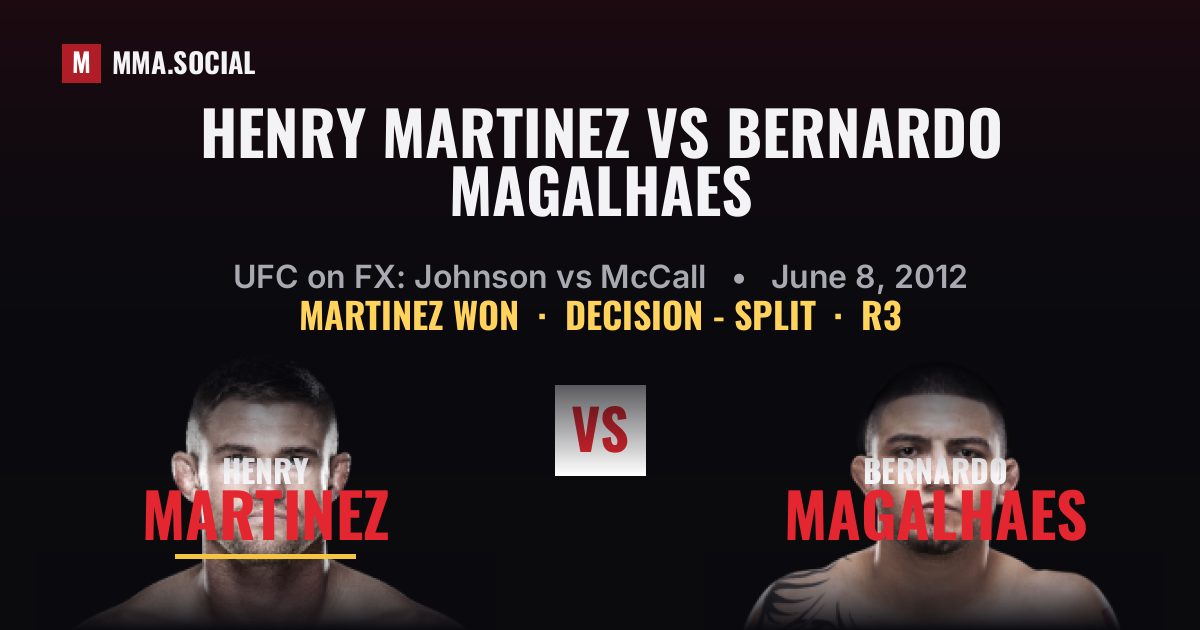 Henry Martinez vs Bernardo Magalhaes - UFC on FX | MMA.SOCIAL