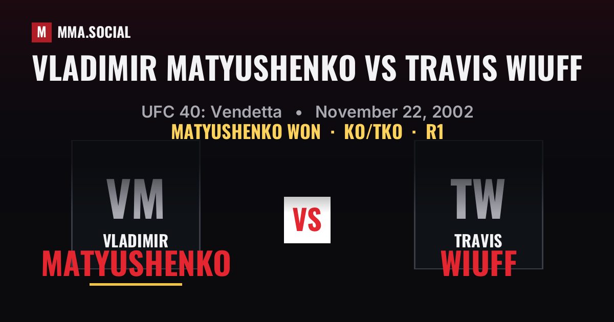 Vladimir Matyushenko vs Travis Wiuff - UFC 40 Result | MMA.SOCIAL