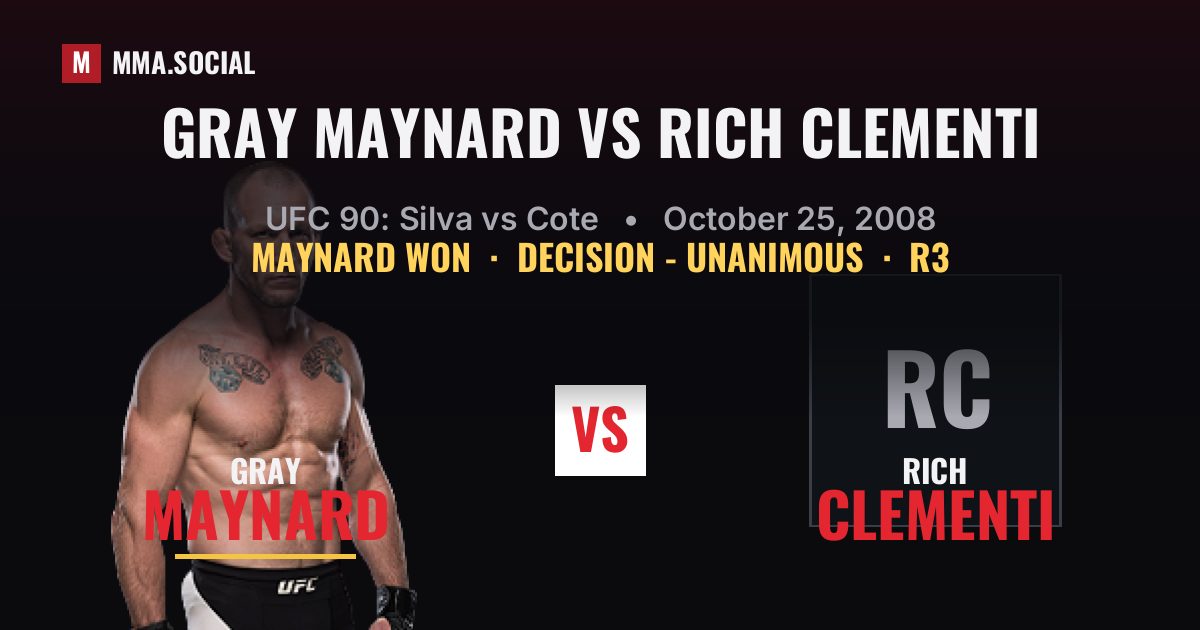 Gray Maynard vs Rich Clementi - UFC 90 Scorecard | MMA.SOCIAL