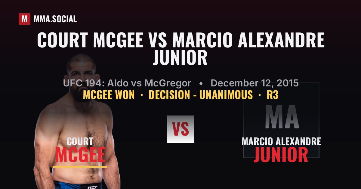 Court McGee vs Marcio Alexandre Junior - UFC 194 | MMA.SOCIAL