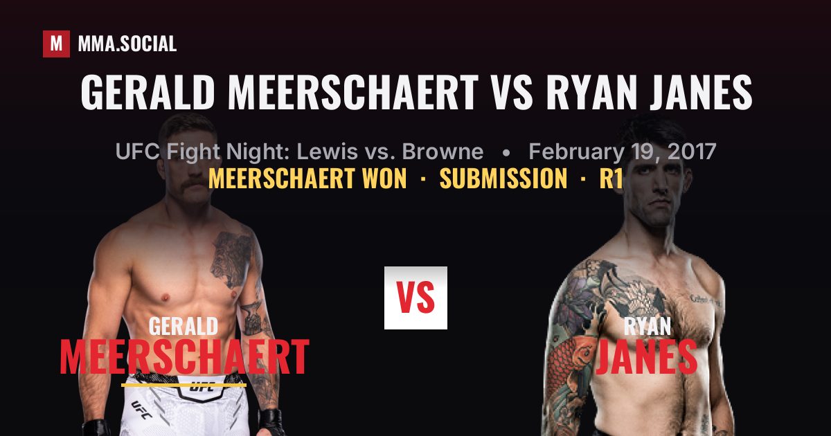 Gerald Meerschaert vs Ryan Janes result: Gerald Meerschaert won by Submission, UFC Fight Night: Lewis vs. Browne