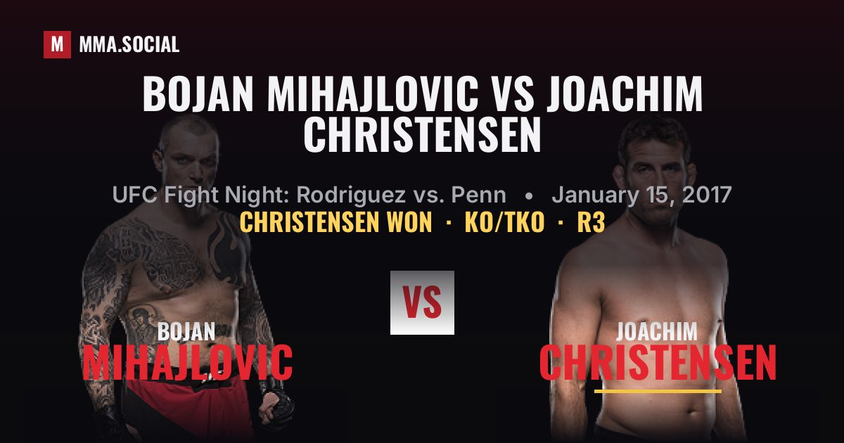 Bojan Mihajlovic vs Joachim Christensen Result | MMA.SOCIAL