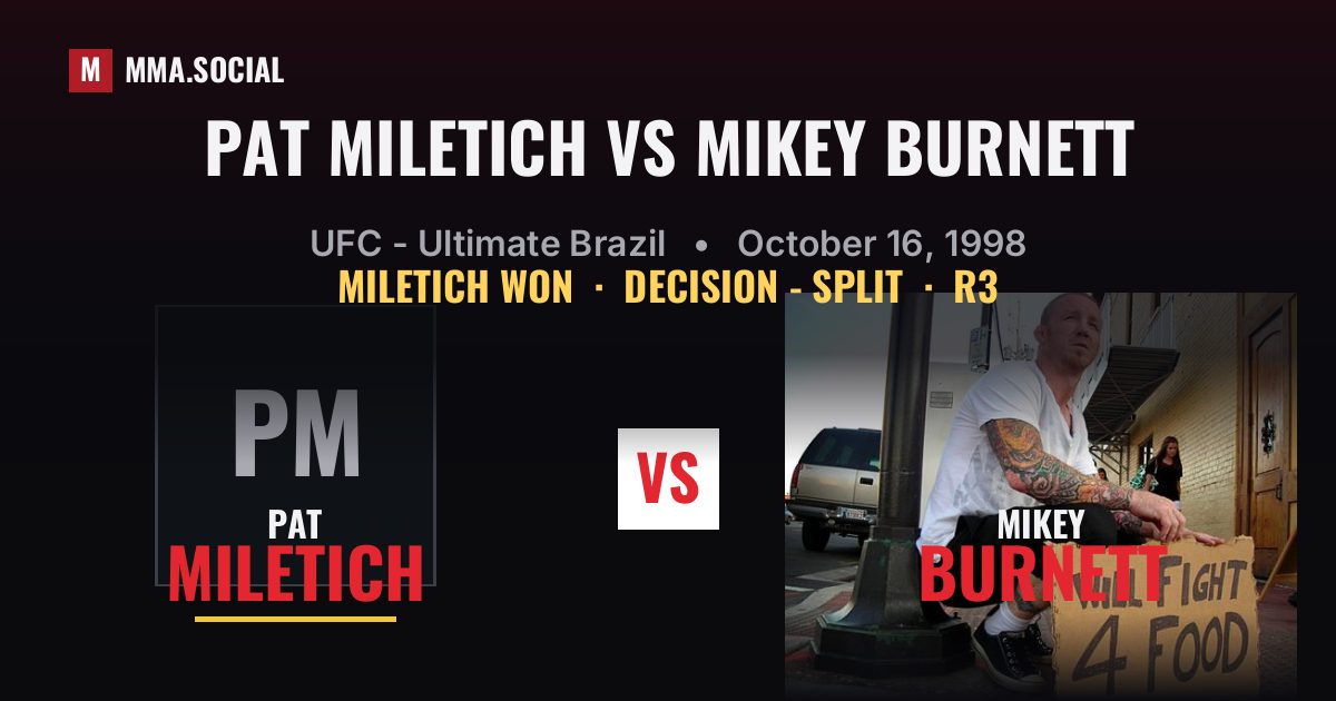 Pat Miletich vs Mikey Burnett Scorecard | MMA.SOCIAL