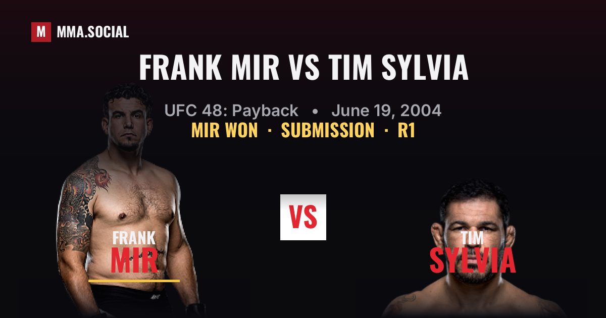 Frank Mir vs Tim Sylvia result: Frank Mir won by Submission, UFC 48: Payback
