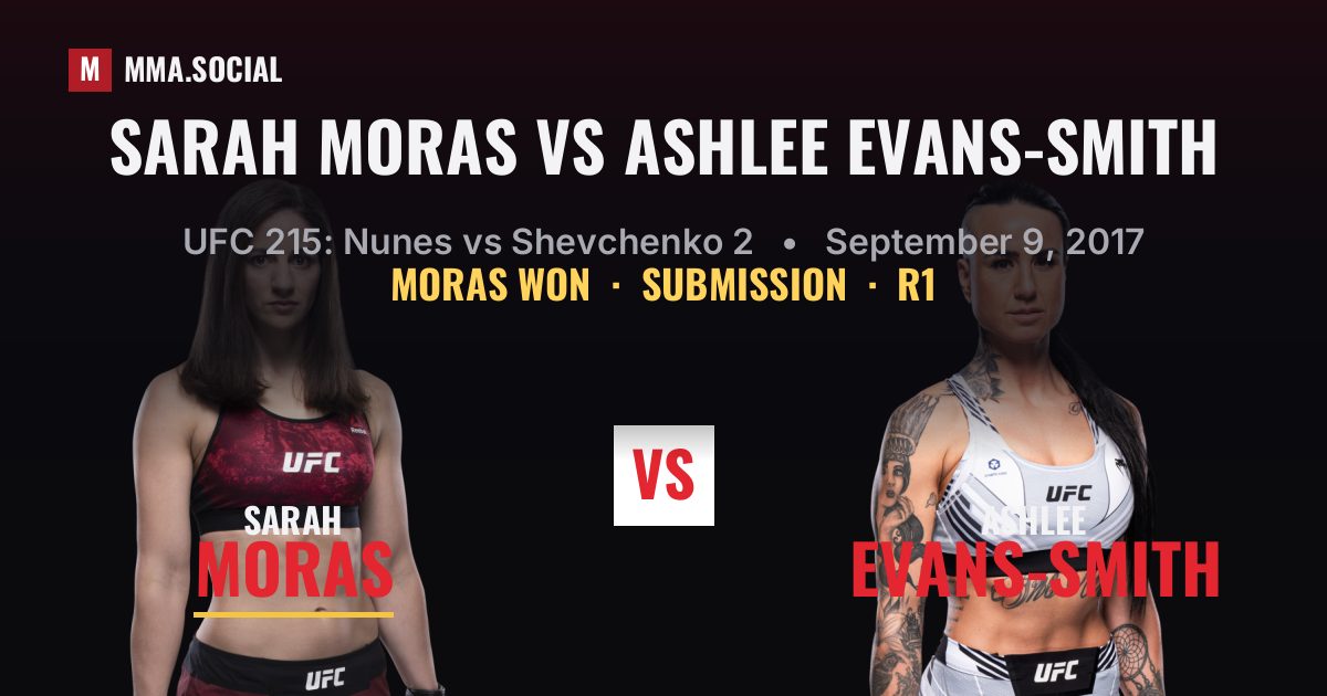 Sarah Moras vs Ashlee Evans-Smith result: Sarah Moras won by Submission, UFC 215: Nunes vs Shevchenko 2