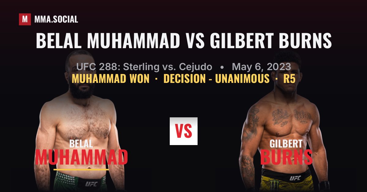 Belal Muhammad vs Gilbert Burns - UFC 288 Scorecard | MMA.SOCIAL