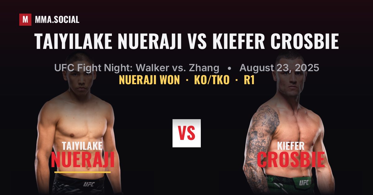 Taiyilake Nueraji vs Kiefer Crosbie Result | MMA.SOCIAL