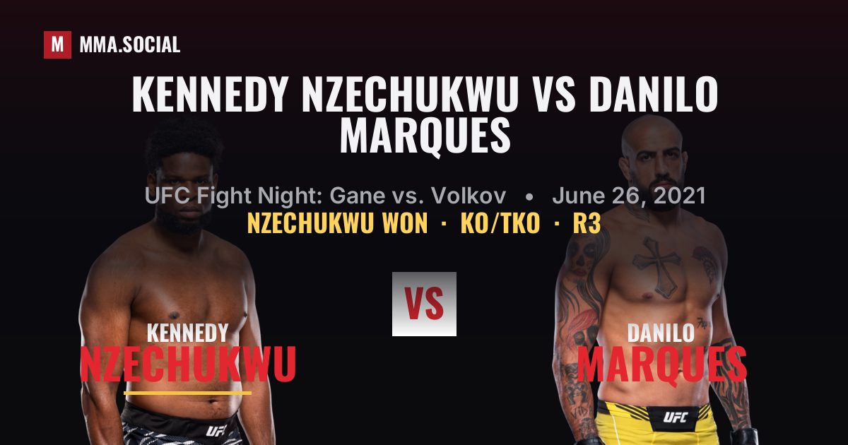 Kennedy Nzechukwu vs Danilo Marques result: Kennedy Nzechukwu won by KO/TKO, UFC Fight Night: Gane vs. Volkov