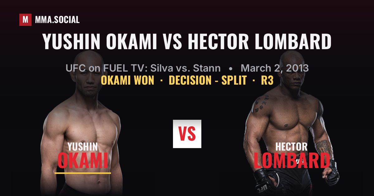 Yushin Okami vs Hector Lombard - UFC on FUEL TV | MMA.SOCIAL