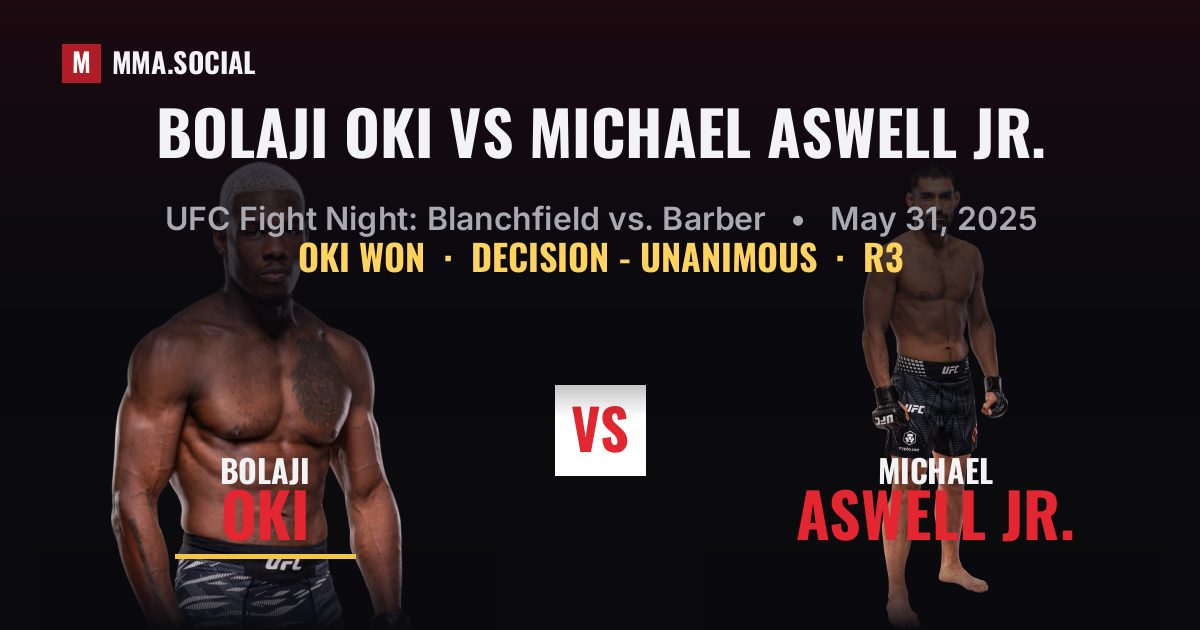 Bolaji Oki vs Michael Aswell Jr. - UFC Fight Night | MMA.SOCIAL
