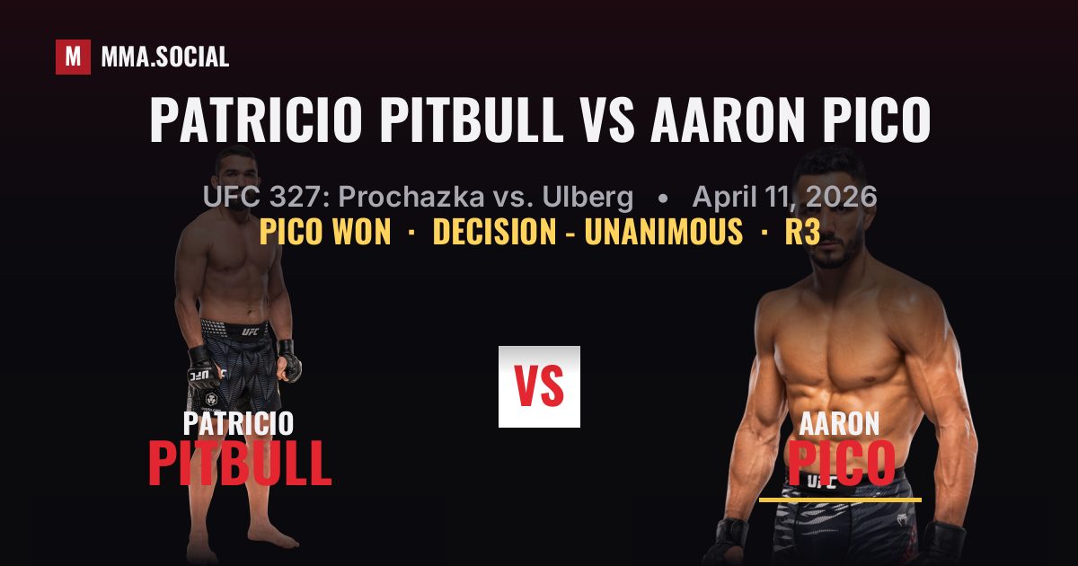 Patricio Pitbull vs Aaron Pico - UFC 327 Scorecard | MMA.SOCIAL