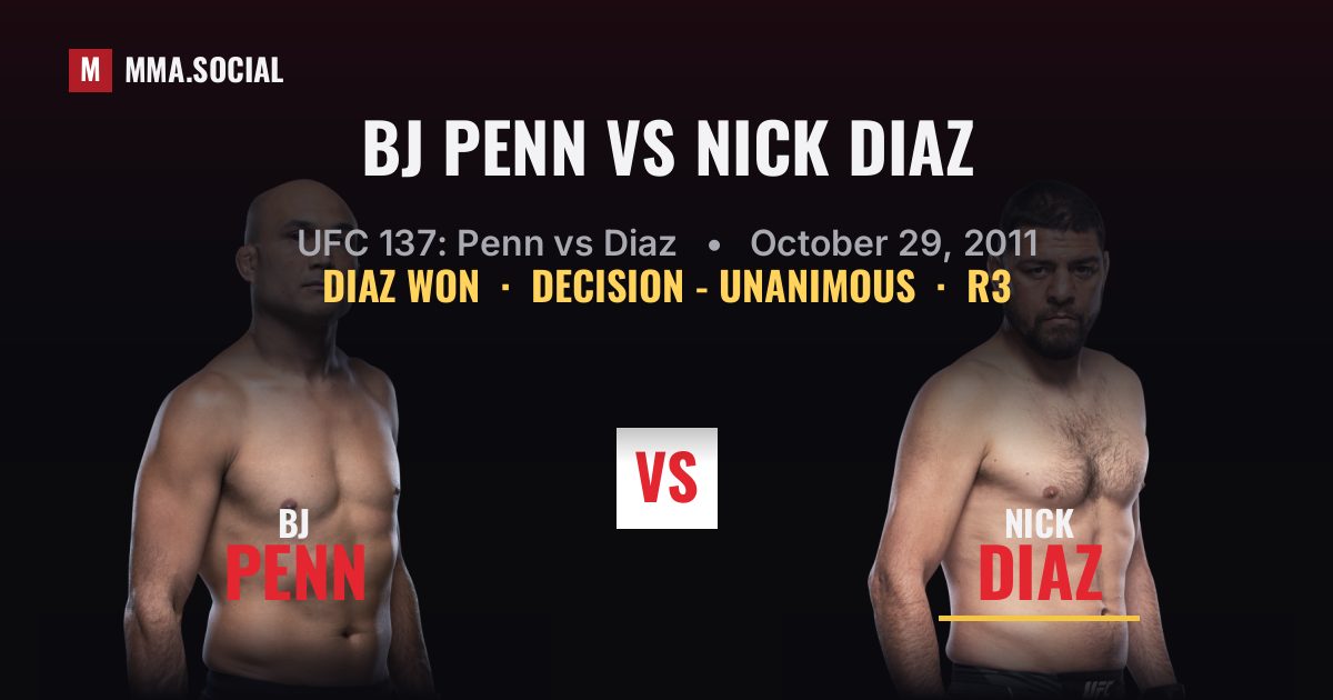 BJ Penn vs Nick Diaz - UFC 137: Penn vs Diaz | MMA.SOCIAL