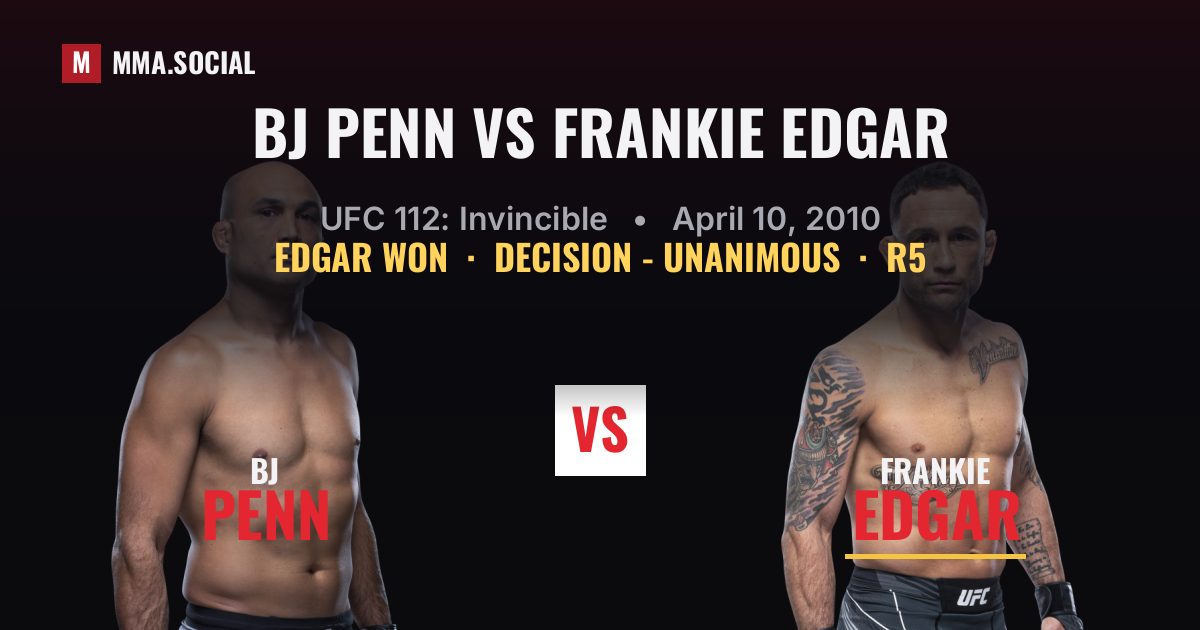 BJ Penn vs Frankie Edgar - UFC 112: Invincible | MMA.SOCIAL