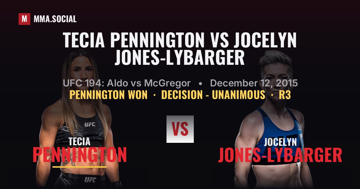 Tecia Pennington vs Jocelyn Jones-Lybarger - UFC 194 | MMA.SOCIAL