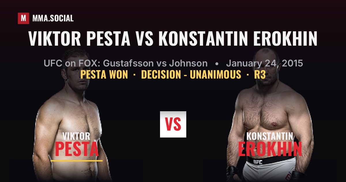 Viktor Pesta vs Konstantin Erokhin result: Viktor Pesta won by Decision - Unanimous, UFC on FOX: Gustafsson vs Johnson