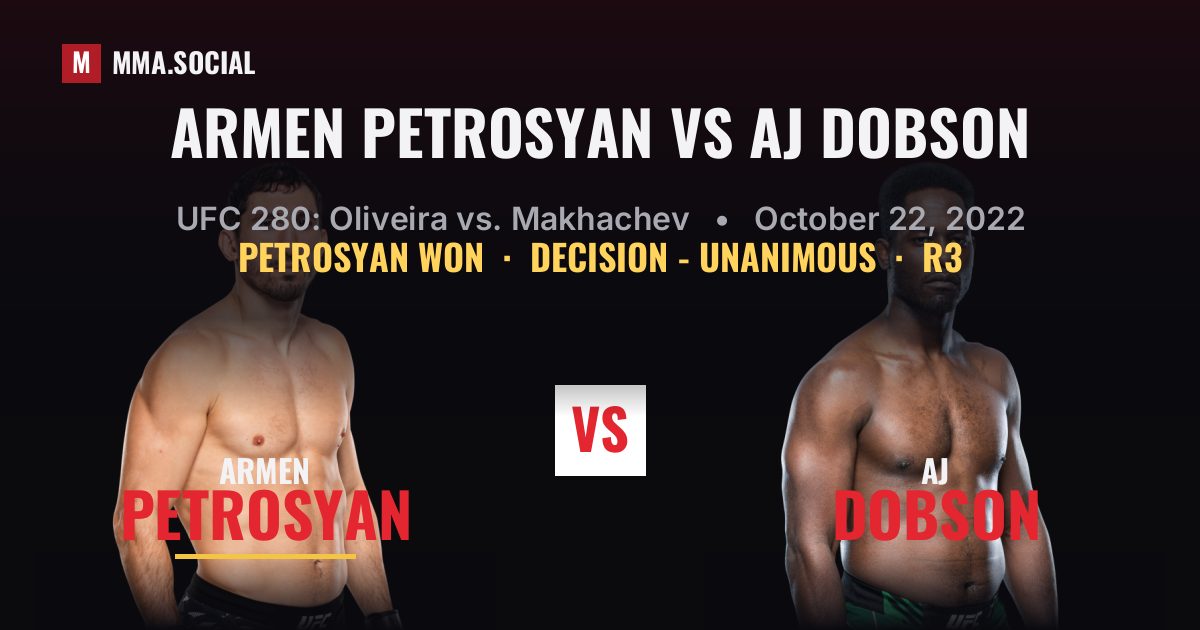 Armen Petrosyan vs AJ Dobson - UFC 280 Scorecard | MMA.SOCIAL