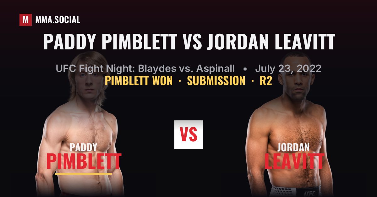 Paddy Pimblett vs Jordan Leavitt - UFC Fight Night | MMA.SOCIAL