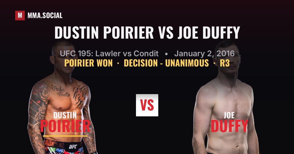 Dustin Poirier vs Joe Duffy result: Dustin Poirier won by Decision - Unanimous, UFC 195: Lawler vs Condit