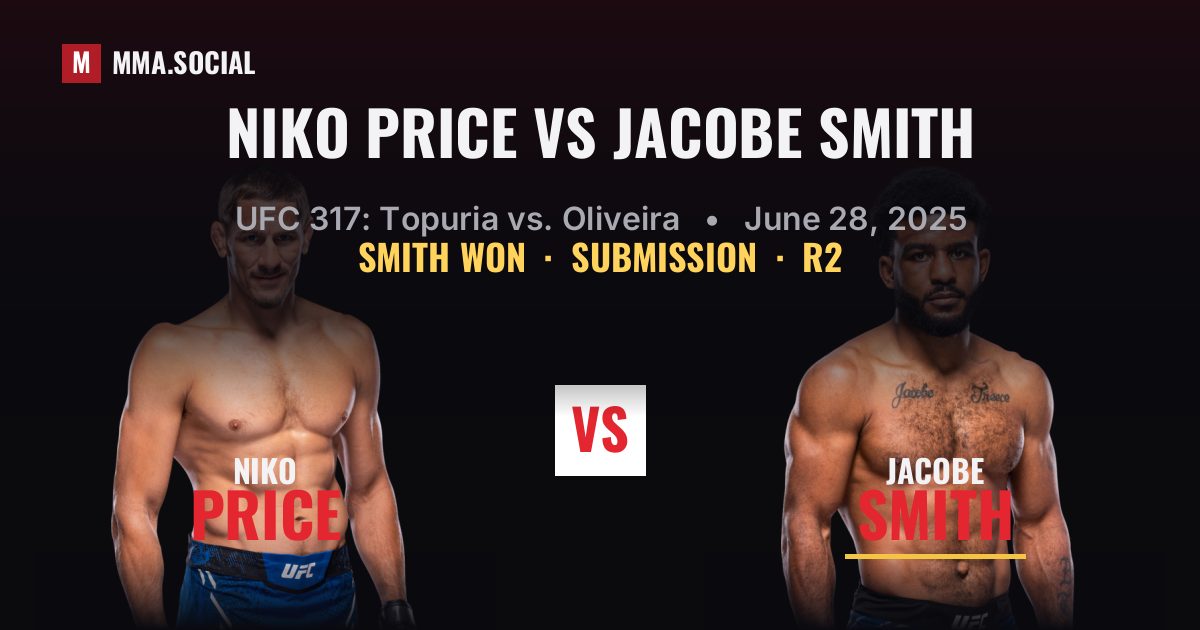 Niko Price vs Jacobe Smith - UFC 317 Result | MMA.SOCIAL