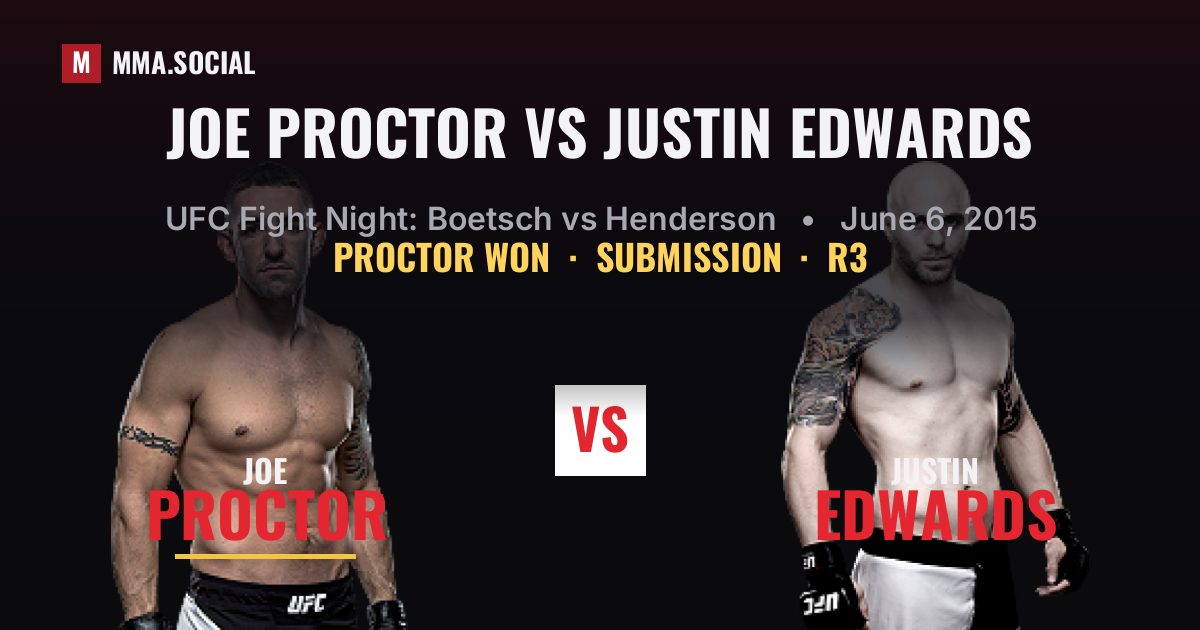 Joe Proctor vs Justin Edwards result: Joe Proctor won by Submission, UFC Fight Night: Boetsch vs Henderson