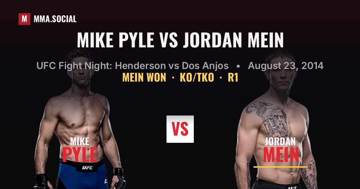 Mike Pyle vs Jordan Mein result: Jordan Mein won by KO/TKO, UFC Fight Night: Henderson vs Dos Anjos