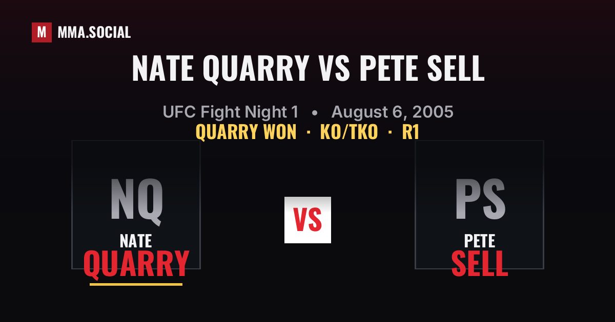 Nate Quarry vs Pete Sell result: Nate Quarry won by KO/TKO, UFC Fight Night 1