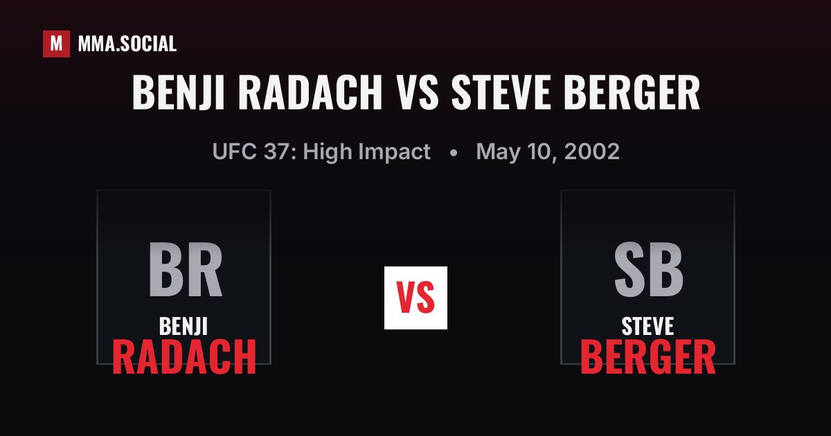 Benji Radach vs Steve Berger, UFC 37: High Impact