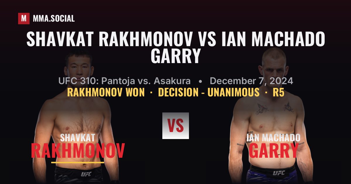 Shavkat Rakhmonov vs Ian Machado Garry - UFC 310 | MMA.SOCIAL
