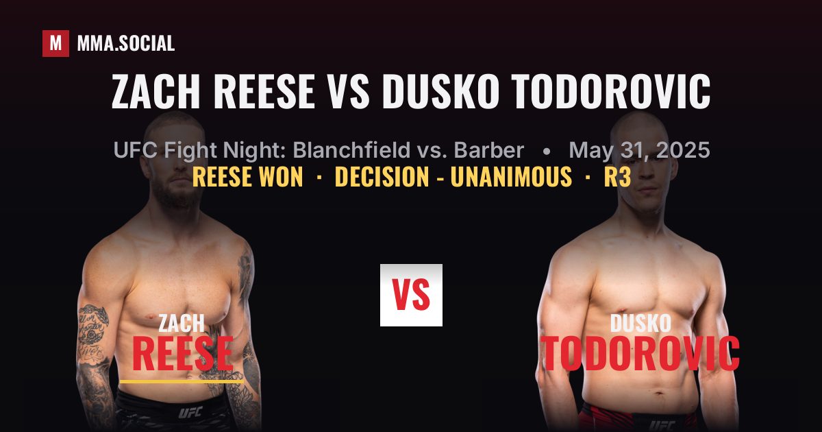 Zach Reese vs Dusko Todorovic - UFC Fight Night | MMA.SOCIAL