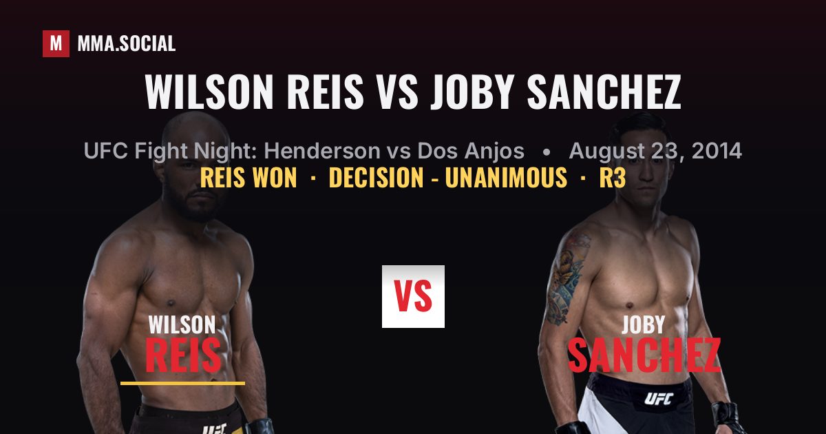 Wilson Reis vs Joby Sanchez result: Wilson Reis won by Decision - Unanimous, UFC Fight Night: Henderson vs Dos Anjos