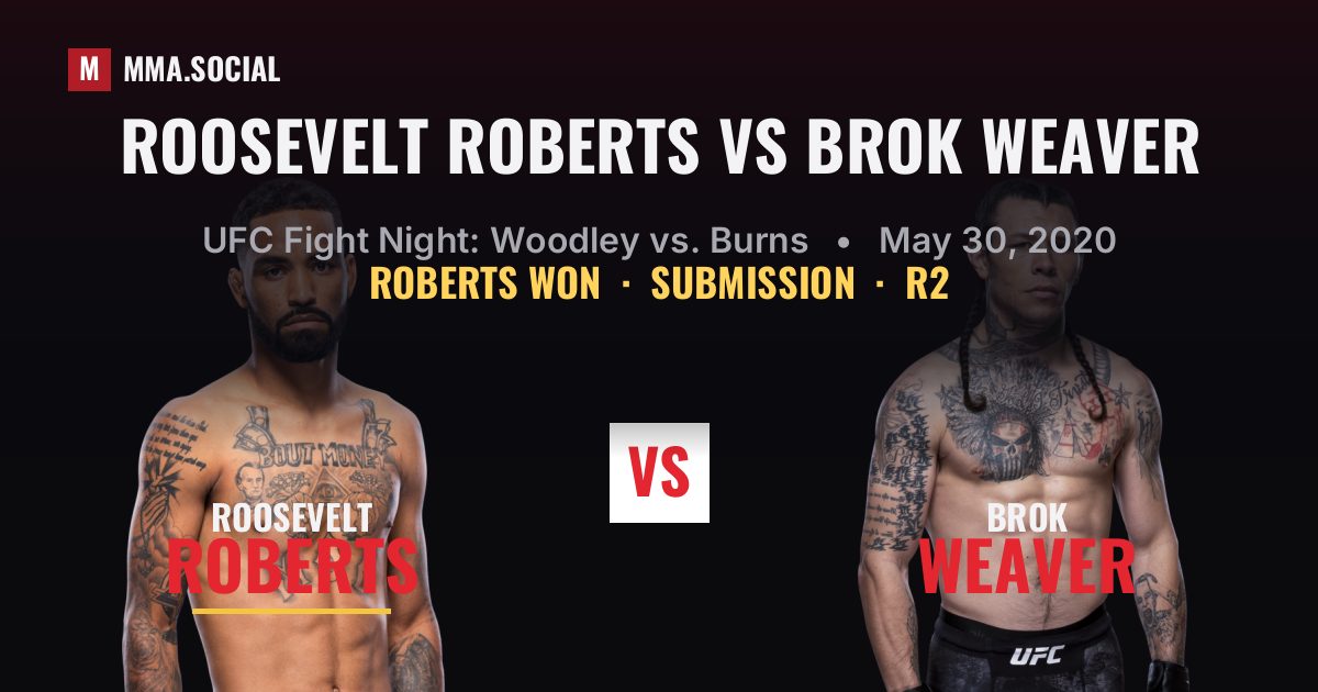 Roosevelt Roberts vs Brok Weaver result: Roosevelt Roberts won by Submission, UFC Fight Night: Woodley vs. Burns