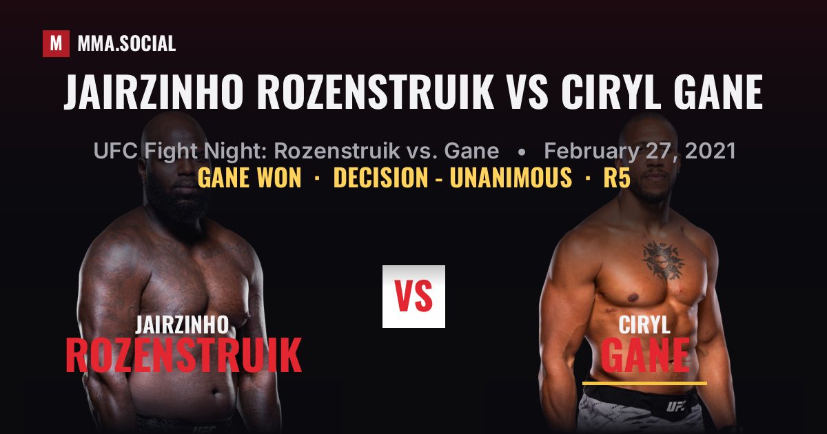 Jairzinho Rozenstruik vs Ciryl Gane Scorecard | MMA.SOCIAL