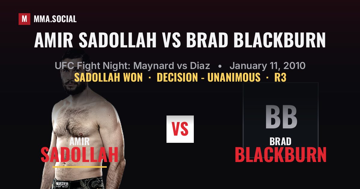 Amir Sadollah vs Brad Blackburn result: Amir Sadollah won by Decision - Unanimous, UFC Fight Night: Maynard vs Diaz