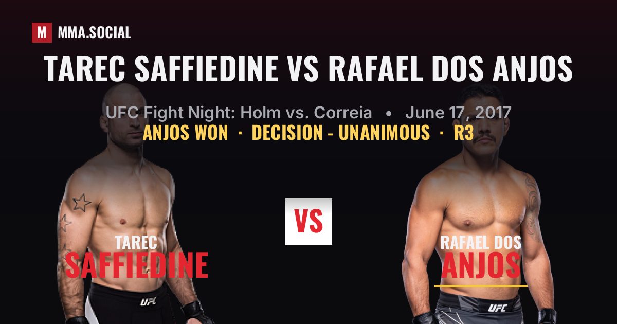 Tarec Saffiedine vs Rafael Dos Anjos result: Rafael Dos Anjos won by Decision - Unanimous, UFC Fight Night: Holm vs. Correia