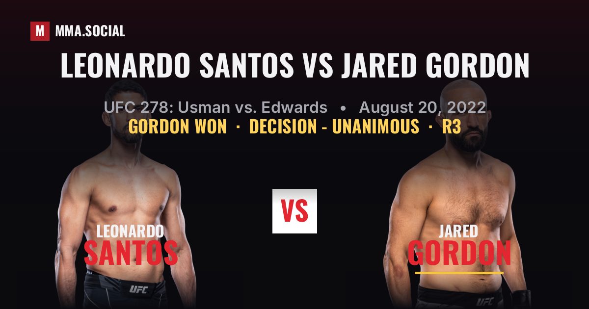Leonardo Santos vs Jared Gordon - UFC 278 Scorecard | MMA.SOCIAL