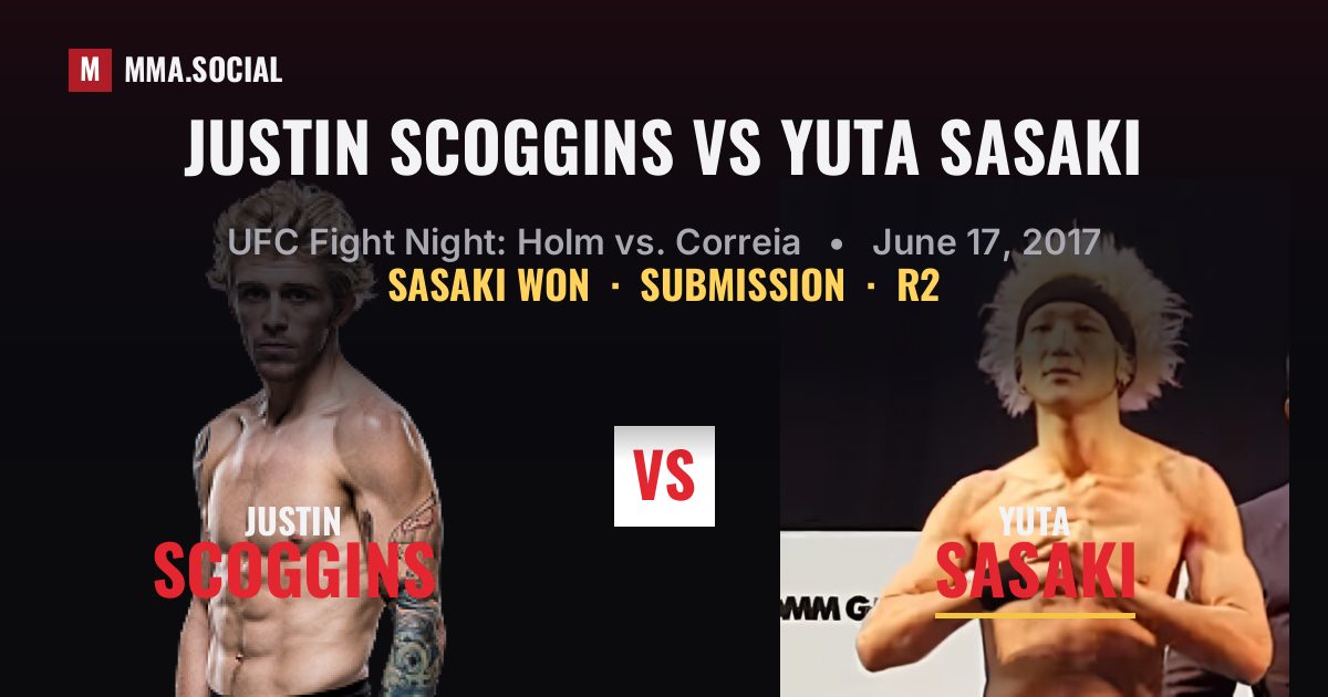 Justin Scoggins vs Yuta Sasaki result: Yuta Sasaki won by Submission, UFC Fight Night: Holm vs. Correia