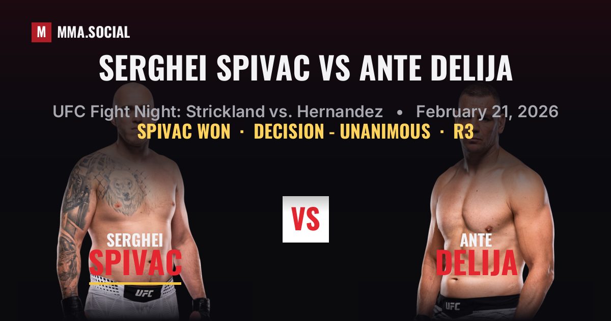Serghei Spivac vs Ante Delija - UFC Fight Night | MMA.SOCIAL