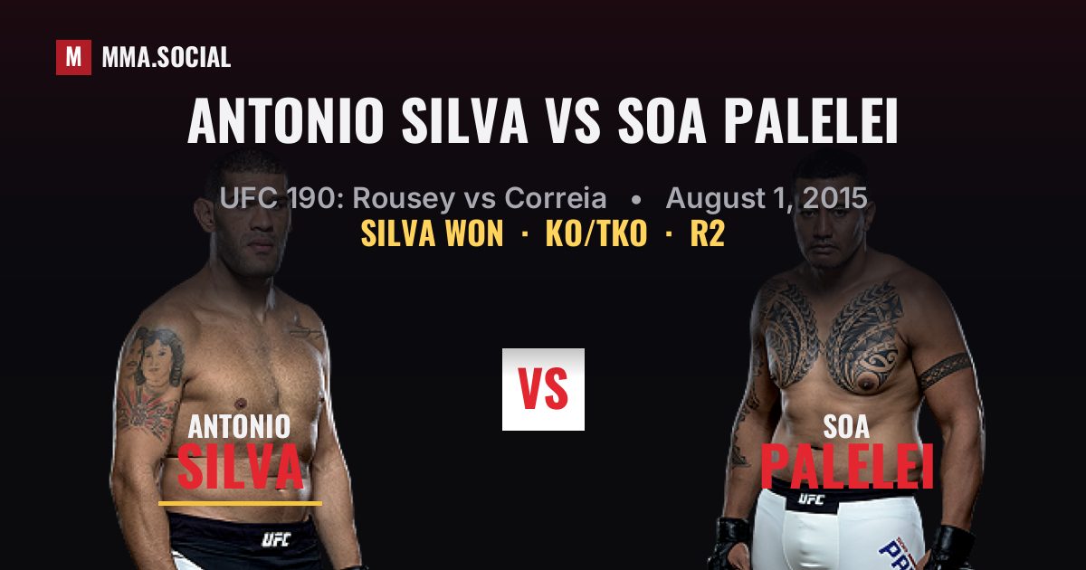 Antonio Silva vs Soa Palelei result: Antonio Silva won by KO/TKO, UFC 190: Rousey vs Correia