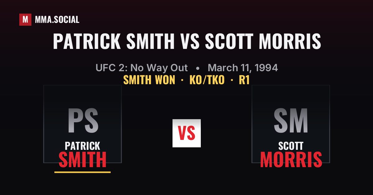 Patrick Smith vs Scott Morris result: Patrick Smith won by KO/TKO, UFC 2: No Way Out