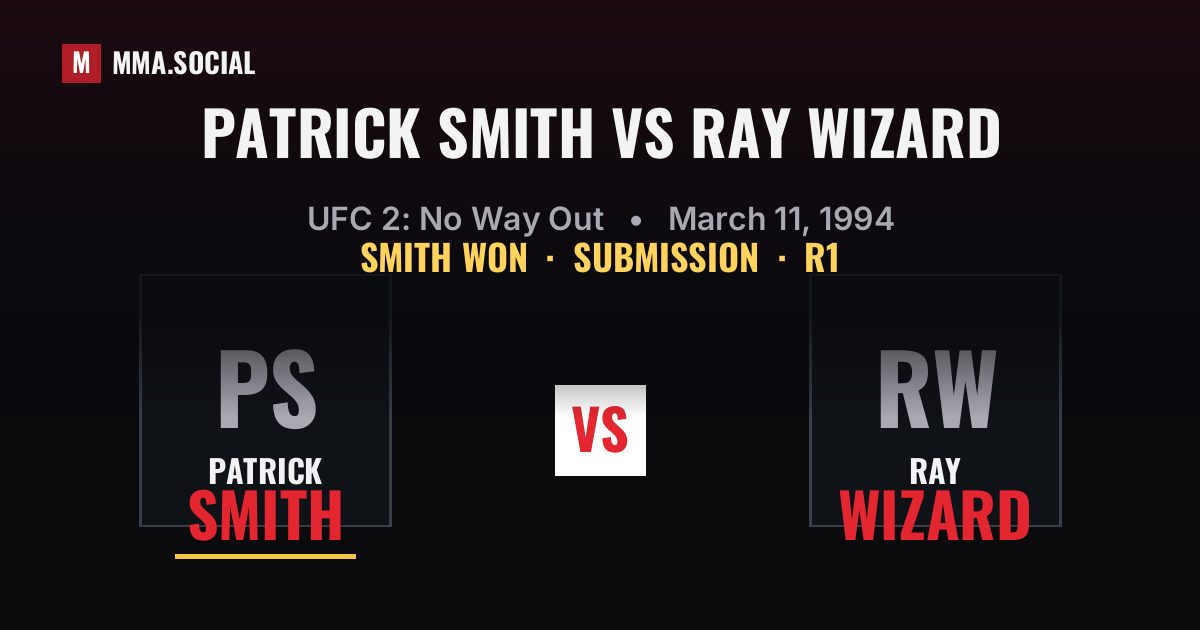 Patrick Smith vs Ray Wizard result: Patrick Smith won by Submission, UFC 2: No Way Out