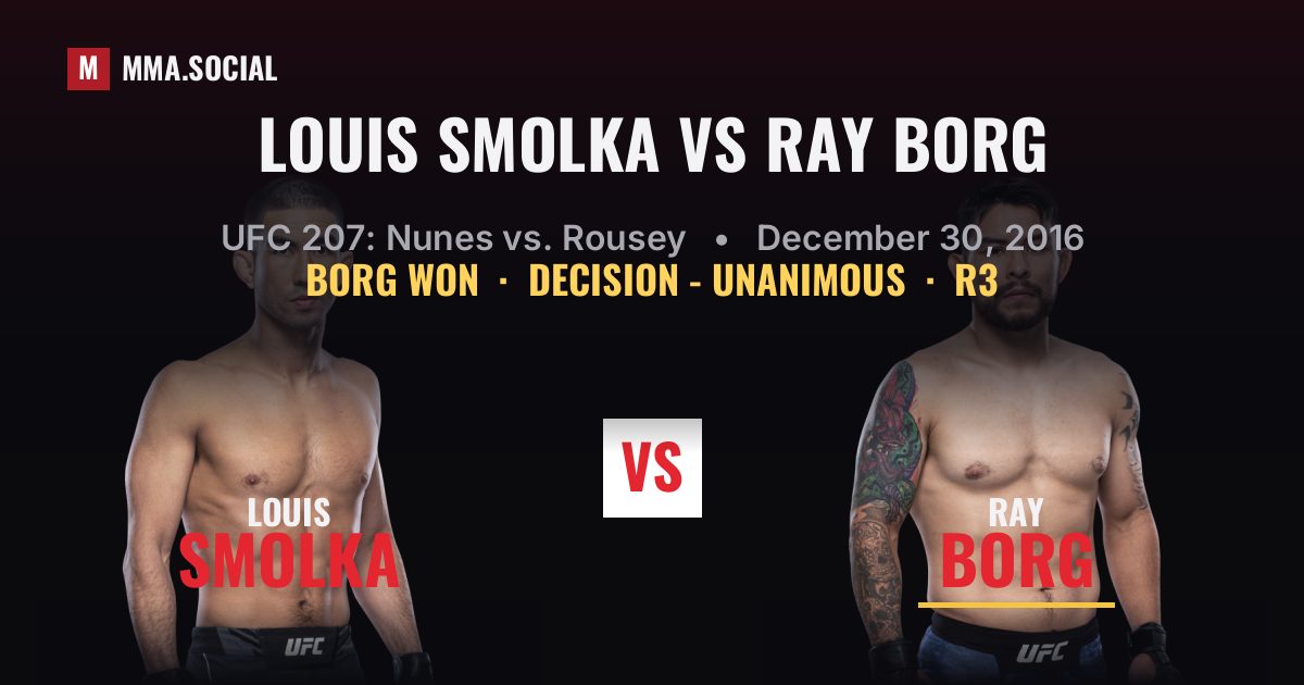 Louis Smolka vs Ray Borg - UFC 207: Nunes vs. Rousey | MMA.SOCIAL