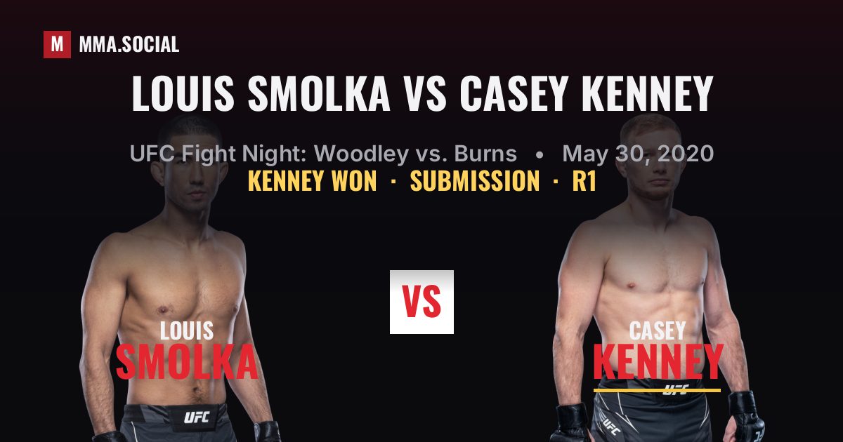 Louis Smolka vs Casey Kenney result: Casey Kenney won by Submission, UFC Fight Night: Woodley vs. Burns