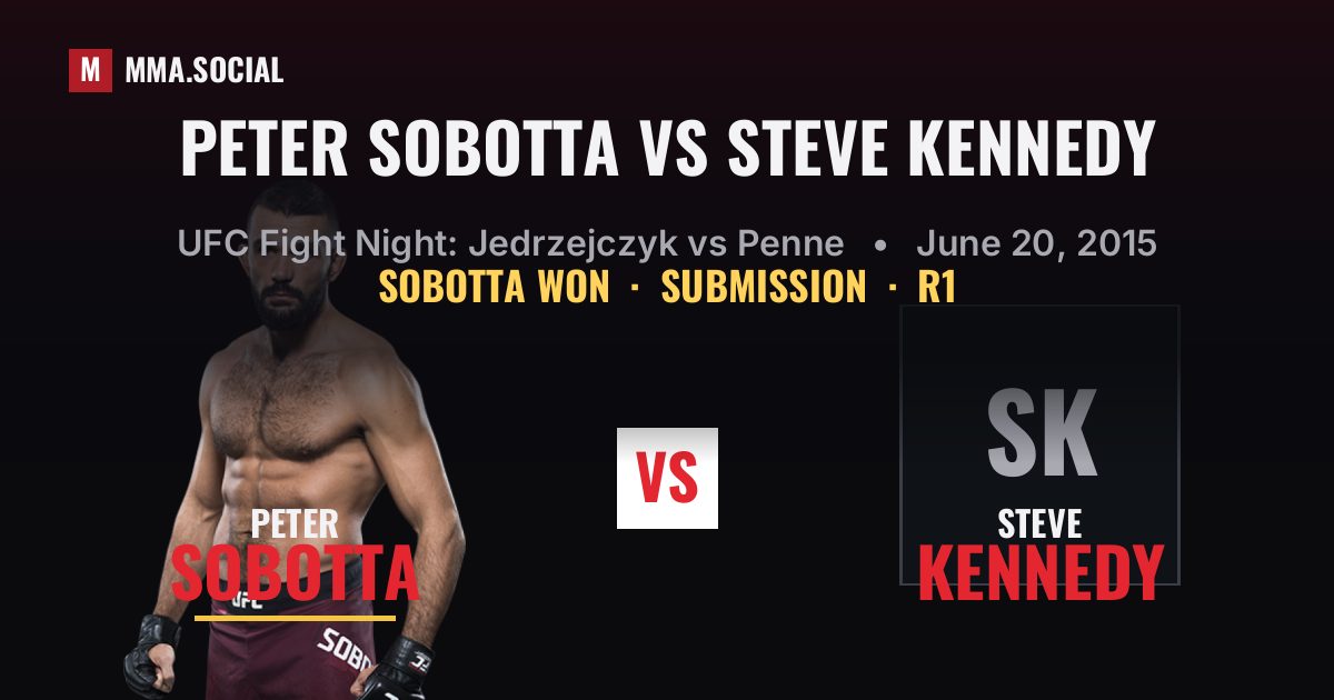 Peter Sobotta vs Steve Kennedy result: Peter Sobotta won by Submission, UFC Fight Night: Jedrzejczyk vs Penne
