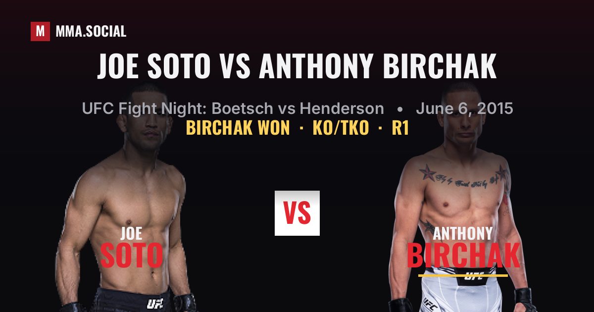 Joe Soto vs Anthony Birchak result: Anthony Birchak won by KO/TKO, UFC Fight Night: Boetsch vs Henderson