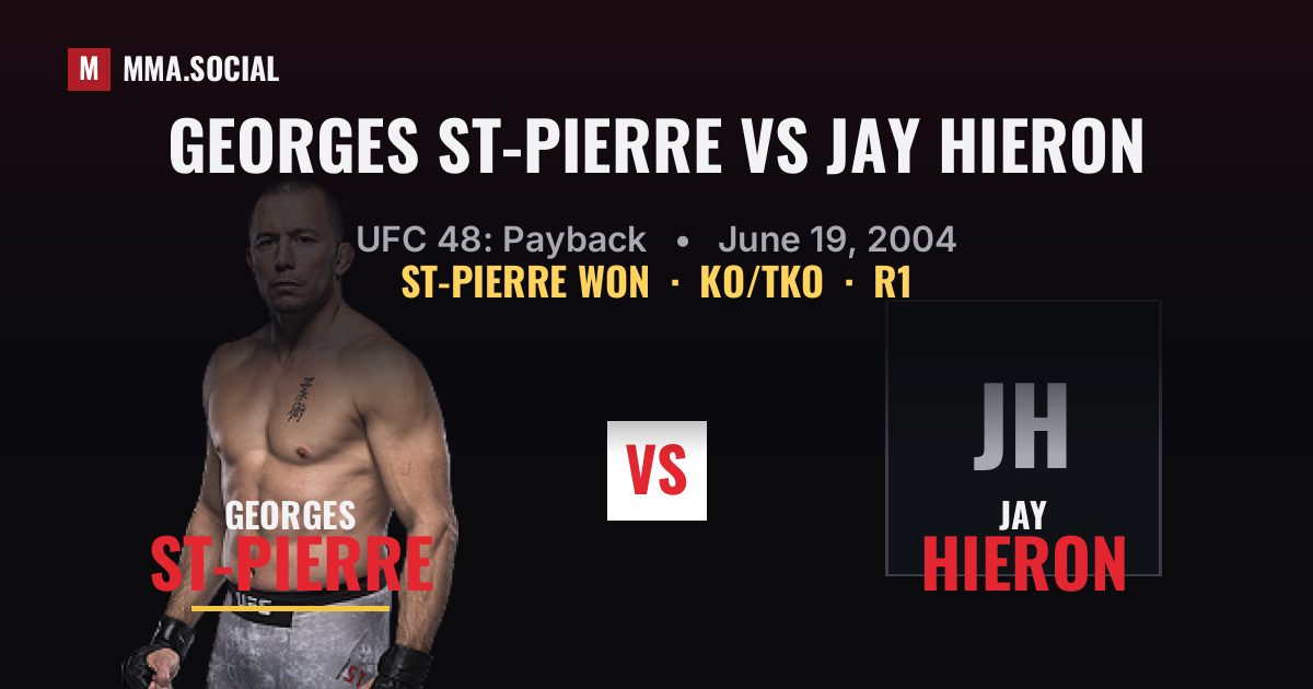 Georges St-Pierre vs Jay Hieron result: Georges St-Pierre won by KO/TKO, UFC 48: Payback