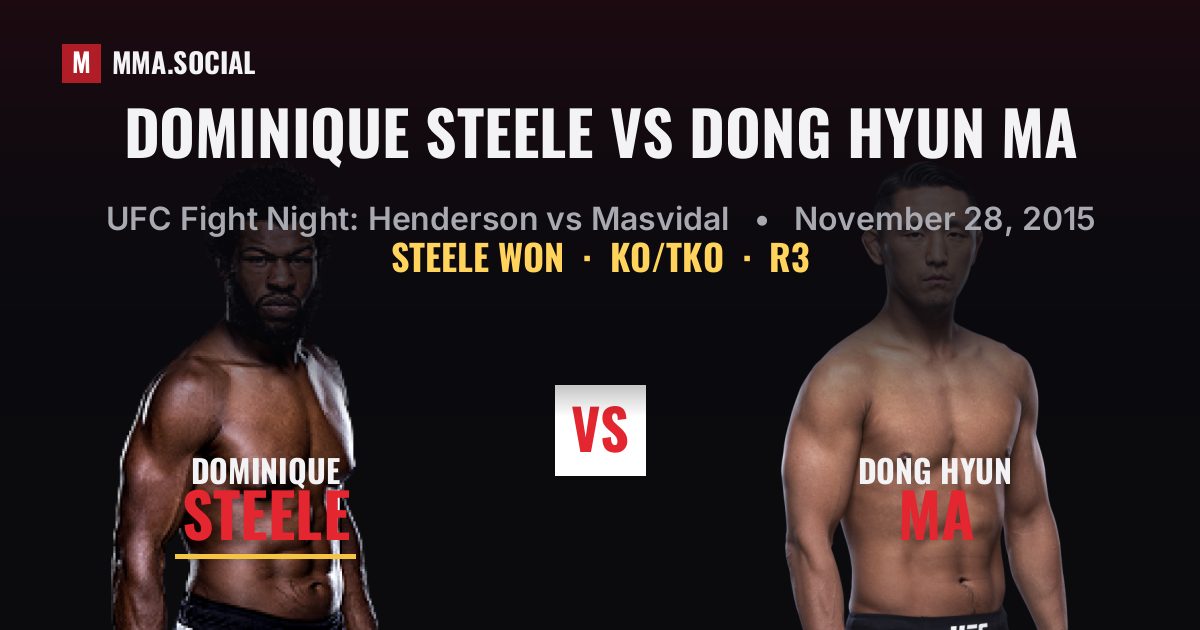 Dominique Steele vs Dong Hyun Ma result: Dominique Steele won by KO/TKO, UFC Fight Night: Henderson vs Masvidal