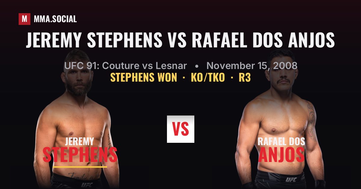 Jeremy Stephens vs Rafael Dos Anjos - UFC 91 Result | MMA.SOCIAL
