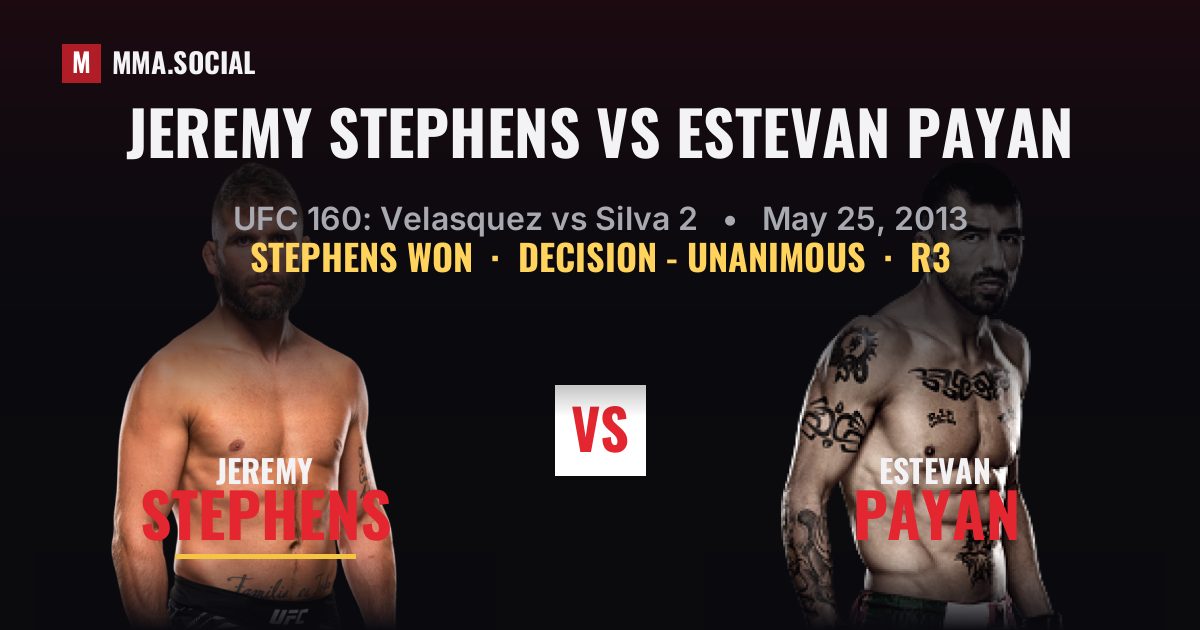 Jeremy Stephens vs Estevan Payan - UFC 160 Scorecard | MMA.SOCIAL